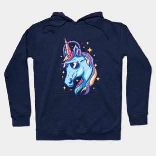 Cool Unicorn with Headphones and Sunglasses Hoodie